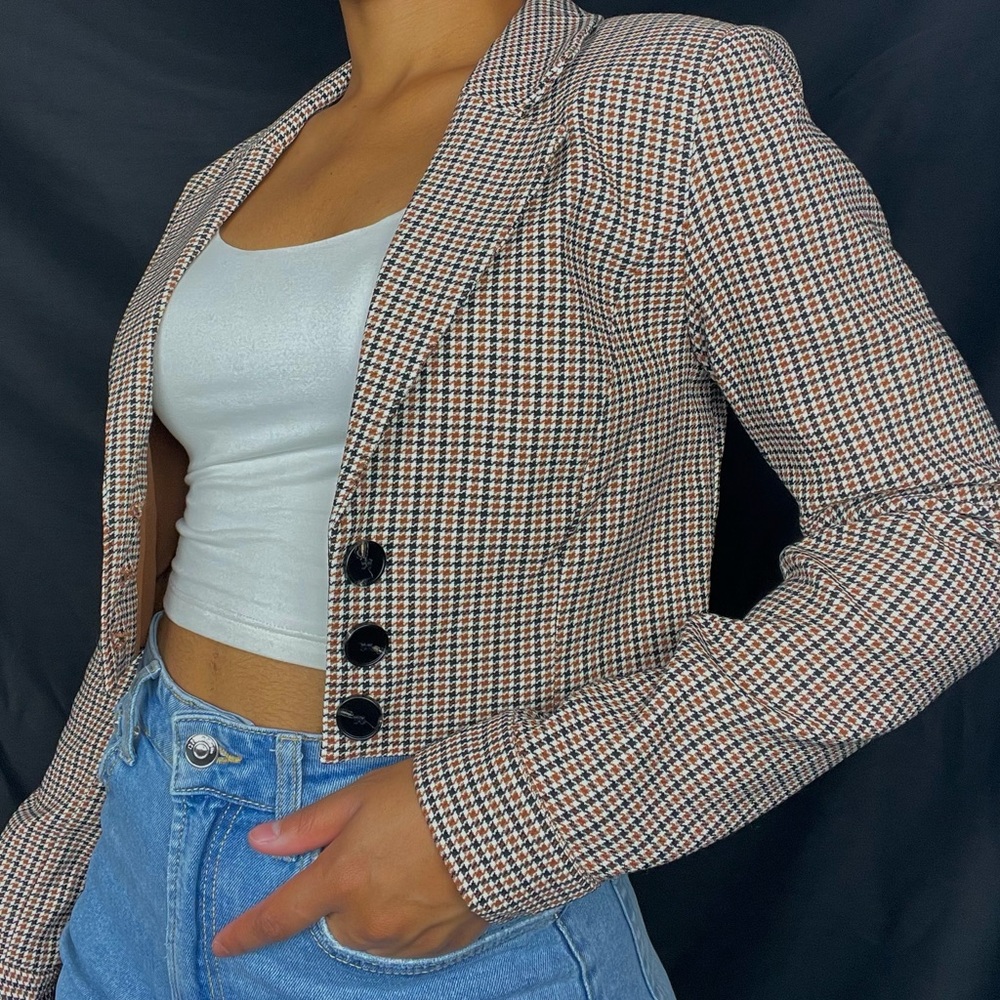 Forever 21 Plaid Cropped Blazer Top